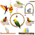 8 PCS Bird Cage Accessories Parakeet Toys Bird Supplies Parrot Perches Swings Platform for Cage Bird Cage Feeder for ParakeetCockatielsConuresFinchesBudgieMacawsParrotsLove Bird and Small Birds